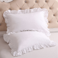 ICQURBT 4X 100% Cotton Ruffle Pillowcase Ruffled Pillow Cover White Pillow Case. 