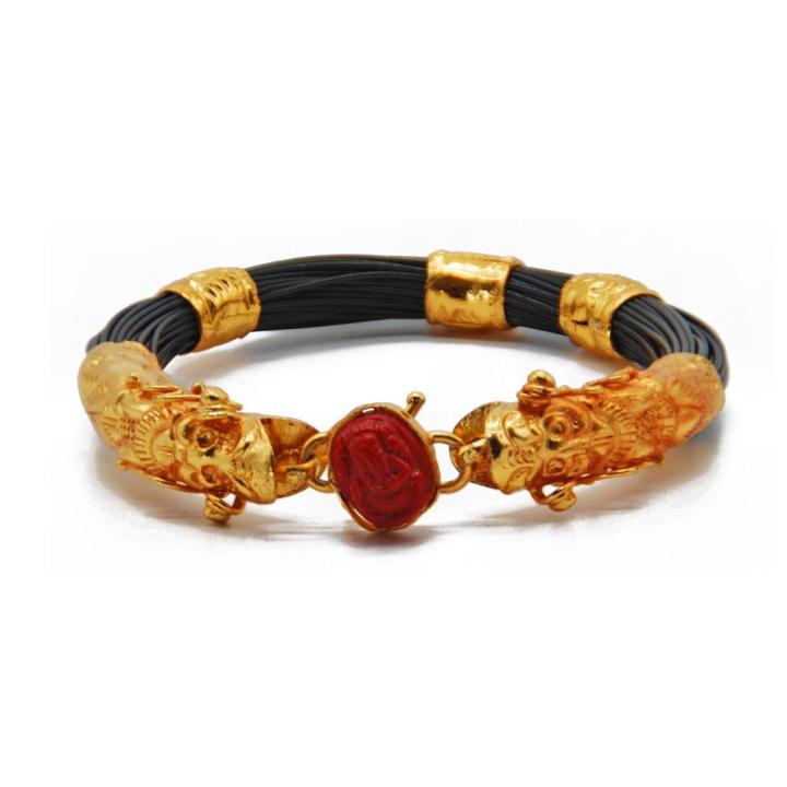 Dragon Faux Elephants Tail With Ganesh Bracelet For Unisex