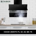 Faber Hood Zenith FL SC AC BK 75, Touch and Gesture contol, Auto clean Chimney- Black. 