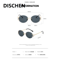 DISCHEN New style Trendy Sunglasses For Woman Summer Rimless Sunglass Oval Fashion Brand Designer Shades Pink Women's Sun Glasses UV400. 