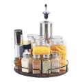 Non-Skid Wood Turntable Organizer Storage Rack for Cabinet, Pantry, Kitchen Countertop, Refrigerator, Spice Rack, Carbonized Black. 
