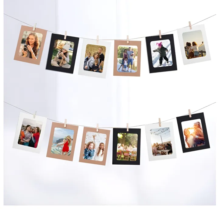 0%20Pcs%20Paper%20Frame%20With%20Clips%20Diy%20Kraft%20Paper%20Picture%20Frame%20Hanging%20Wall%20Photo%20Album%202M%20Rope%20Home%20Decoration%20Craft%20-%20Image%206