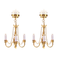fasdaga 2X 1:12 Mini 4 Arm Ceiling Lamp Chandelier LED Lamp Wall Light Model Home Decor Decoration. 