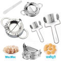 5 Pcs Stainless Steel Mo:Mo Dumpling Maker Set | Large & Small Dumpling Molds, Dough Cutter, Stuffing Spoon. 