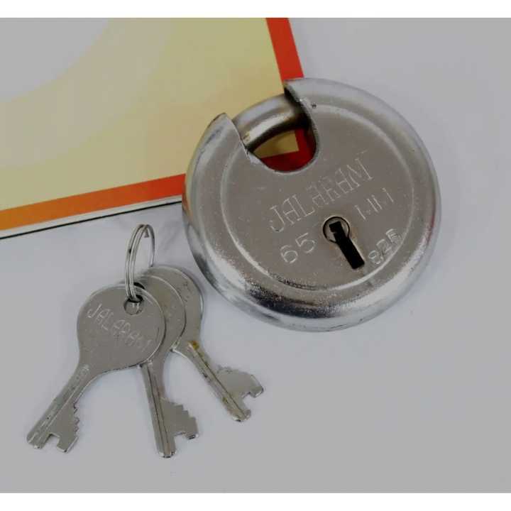 Door Padlock| Stainless Steel Strong Durable Round Shaped Multipurpose Indian Made Pad Lock - 65mm | Multipurpose Padlock