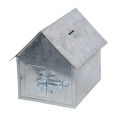 Galvanized Tin Metal Piggy Bank with Locking Lock System | Gullak | House Shape | Coin/Money Container | Lockable and Reusable (Silver). 