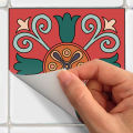 Artsy Home Giordano Premium Retro Floral Cement Tile Wall Decals 48pcs - 10cm x 10cm for Home Decor. 