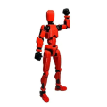 Articulated Dummy 13 Action Figure | 3D Printed Movable Robot Toy | Fully Poseable Titan 13 Model for Artists, Collectors & Stop Motion - Red. 