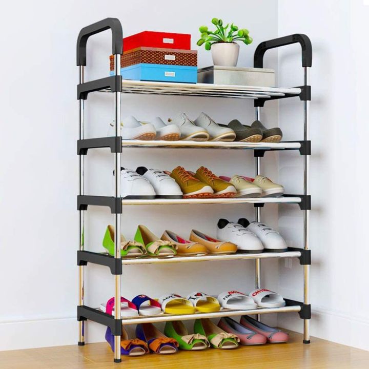 Stainless Steel Stackable 5 Layer Shoe Rack Organizer Storage Stand ...