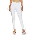 Women's Solid Churidar White Leggings Comfortable Fit Elastic Waist Straight Leg Trousers. 