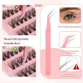 DIY Lash Extension Kit, Individual Lashes with Lash Glue Bond and Seal, 200 Cluster Lashes 8~16mm Natural Look Lash Clusters False Eyelash Extension Kit (40D KIT). 