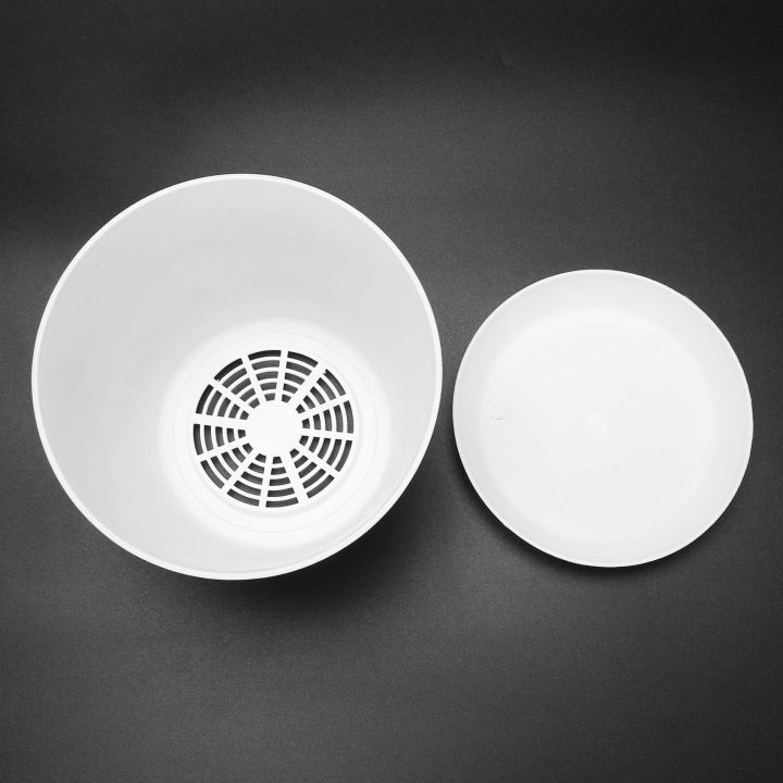 fasdaga%205X%20Plastic%20Plant%20Flower%20Pot%20Planter%20with%20Saucer%20Tray%20Round%20Gloss%20Home%20Garden%20Decor,%20White%20Upper%20-%2017cm/6.69inch%20-%20Image%204