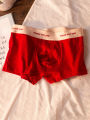 Men's Boxer Briefs Cotton Underwear Red Color Briefs Shorts for Men Breathable Trunk U Convex Male Comfy Panties 45-100KG. 