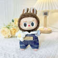 Clothing Only] 17cm Blind Box Doll Keychain Labubu Plush Toy Clothes Pink and White Plaid Overalls Cute. 