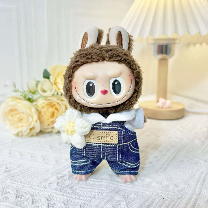 Clothing%20Only%5D%2017cm%20Blind%20Box%20Doll%20Keychain%20Labubu%20Plush%20Toy%20Clothes%20Pink%20and%20White%20Plaid%20Overalls%20Cute%20-%20Image%208