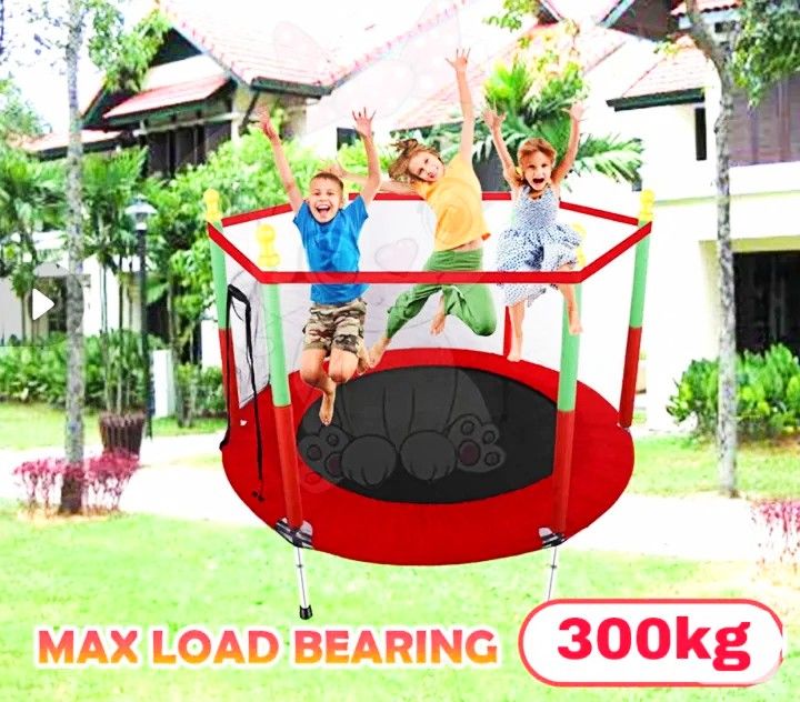 Kids Playing Tempoline Indoor & Outdoor For Jumping Fitness