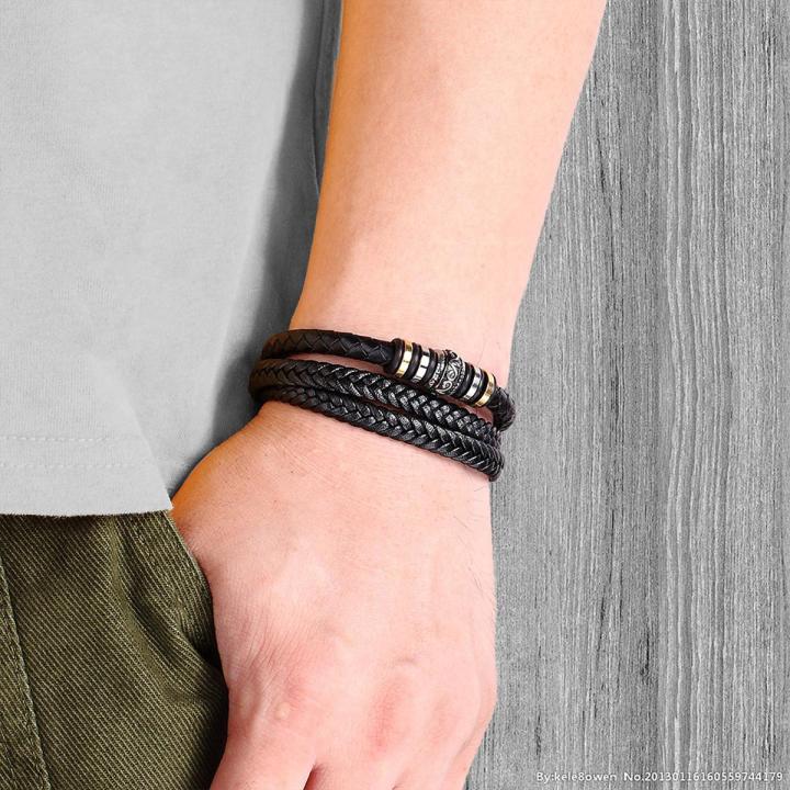 【VisioN Super Shop】PU braided bracelet buckle bangle for men vintage bracelet bangle