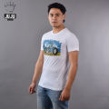 JUJU Wears White Colour Nepali Chopper Printed Cotton Tshirt For Unisex. 
