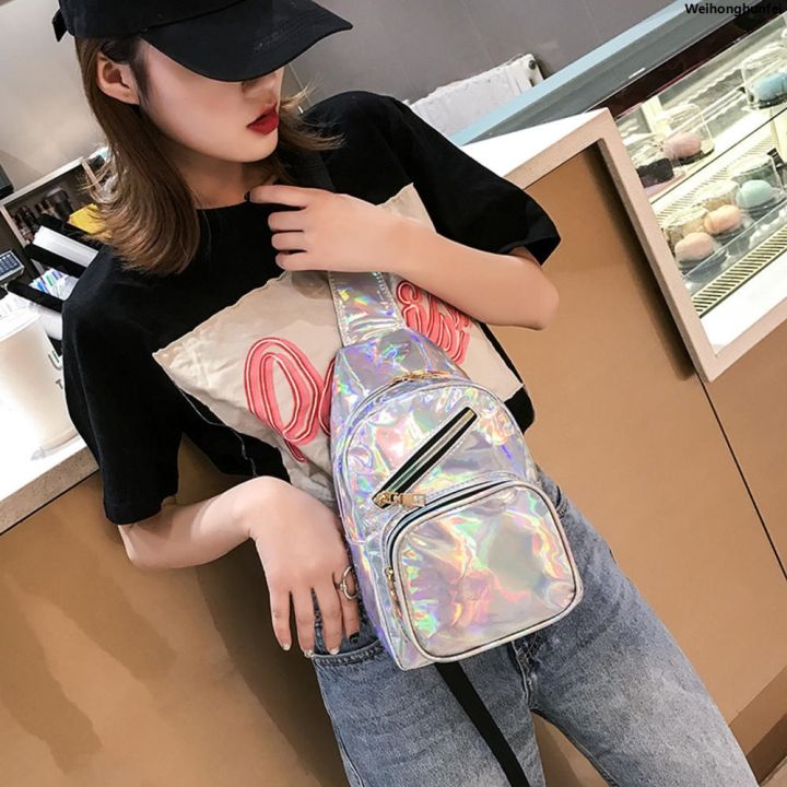 WeihonghunfeiFashion%20Korean%20Style%20New%202022%20Colorful%20Girl'S%20Chest%20Bag%20Ladies%20Laser%20Bag%20PU%20Symphony%20Waist%20Bag%20Trendy%20Women's%20Bag%20-%20Image%204