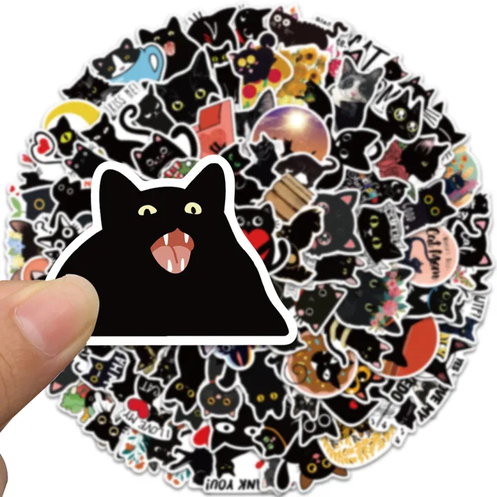 100pcs%20Cartoon%20Black%20Cat%20Stickers%20Scrapbook%20Phone%20Guitar%20Laptop%20Luggage%20Cool%20Waterproof%20Sticker%20Children%20Classic%20Sticker%20-%20Image%206