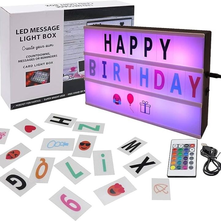 RGB Colorful Cinema Light Box Color Changing Light Up Message Board with Remote