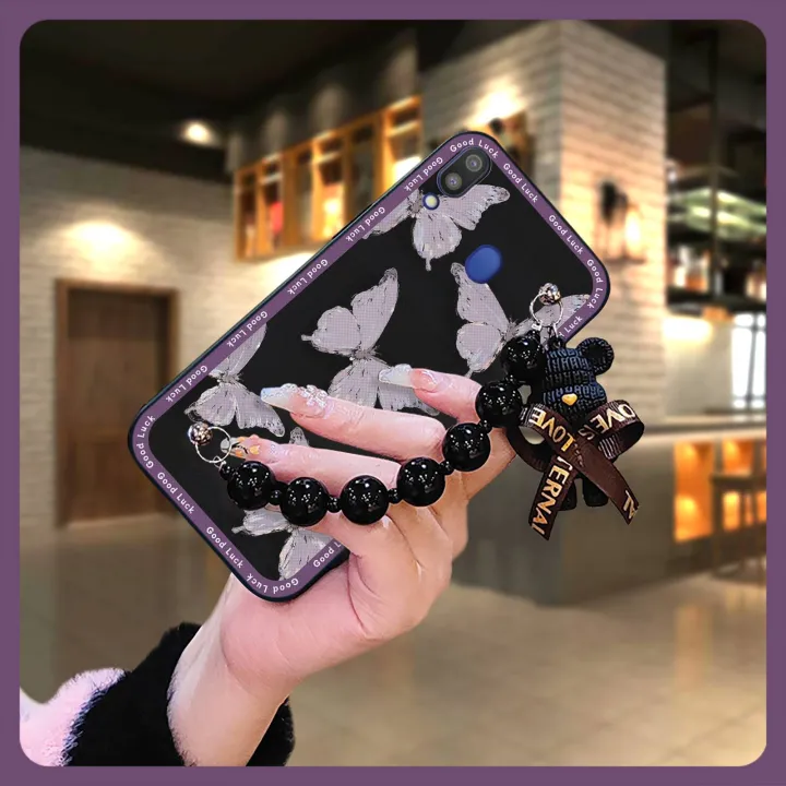 Simplicity%20soft%20case%20Phone%20Case%20For%20Samsung%20Galaxy%20M20/SM-M205FD%20Bear%20bracelet%20phone%20case%20cute%20Black%20pearl%20pendant%20-%20Image%207