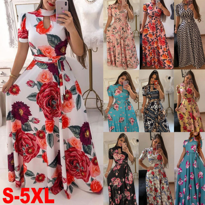 2025 WISH Amazon Fashion Digital Print European and American Fashion Style Swing Skirt Dress