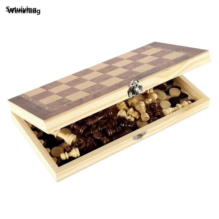 Wenefang Sutuiying New 3 in 1 Wooden Checkers Backgammon Chess Set, Board 【2025 Version】 Party Travel Games With Portable Folding Chessboard