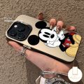 Trendy Brand Cartoon Disney Phone Case Compatible for IPhone 15 13 11 14 12 Pro Max 14 8 7 15 Plus 7Plus X XR XS Max SE 2020 Cute Mickey Mouse Luxury Plating Metal Lens Cover. 
