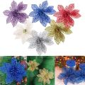 10pcs 6" Fashion Wedding Birthday Glitter Hollow Christmas Flowers Xmas Tree Decorations. 
