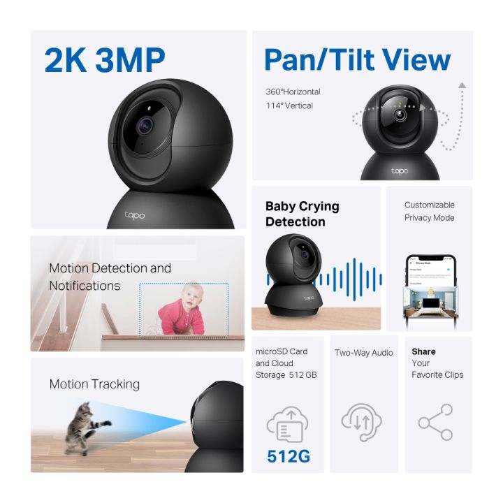 TP-Link%20Tapo%20C211%202K%203MP%20Pan/Tilt%20Indoor%20Wireless%20Security%20Camera%20for%20Baby%20Monitor,%20Pet%20Camera%20%7CMotion%20Detection%20&%20Tracking%7C2-Way%20Audio%20Cloud%20&%20SD%20Card%20Storage%7C%20Works%20w/Alexa%20&%20Google%20Home%7C%20Black%20-%20Image%203