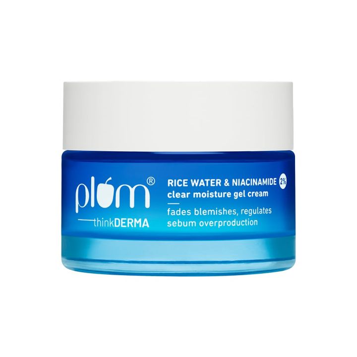 Plum 2% Niacinamide & Rice Water clear-moisture Gel Cream Moisturizer, 50g