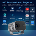 A10 Portable Smart Projector Android 13 | Dual WiFi | 4K Support | 360° Rotatable Home Theater Projector. 