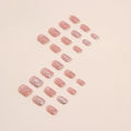 24Pcs Short Elegant Vintage Flower Fake Nails with Glue DIY Art Design False Nails Wearable Nails Stylish Pattern Artificial Nails. 
