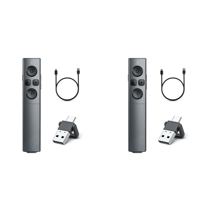 3X 2-In-1 USB Type C Presentation Clicker, Rechargeable Wireless Presenter Remote, Clicker for PowerPoint Presentations