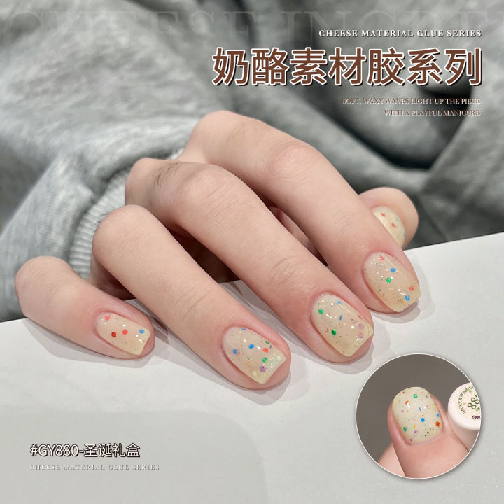 GAOY Goya Internet celebrity cheese material nail polish glue 2025 new ice cream sequin Christmas manicure