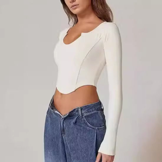 Cross-border%20European%20and%20American%20T-shirts,%20female%20hotties,%20long-sleeved%20short%20skinny%20tops,%20sexy%20waistless%20milk%20silk%20base%20shirts,%20high-end%20sense%20-%20Image%203