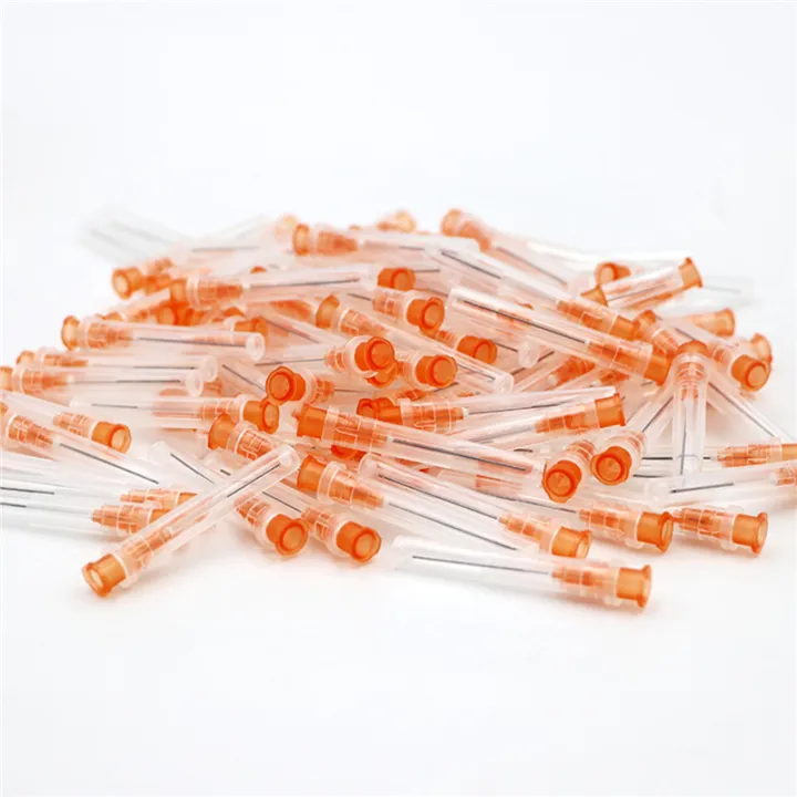 100%20Pack%2025Ga%205/8%20Inch%20Injection%20Needle%20with%20Cap%20Orange%20Stainless%20Steel%20for%20Animal,%20Pet,%20Poultry%20and%20Industrial%20Dispensing%20Needle%20Accessories%20-%20Image%202