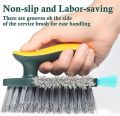4 in 1 Tile Grout Cleaner Brush with Squeegee, Gap Scrub V-Shape Cleaning Tools, Multifunctional Scrubbing for Floor Corner, Window, Sink, Kitchen, Tap Etc. (Pack of 1, Multi-Color). 