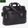 WILDHORN Nepal® Top Grain Leather 16 inch Laptop Messenger Bag for Men with Adjustable Strap (MB 547 BLACK). 