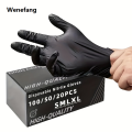 Wenefang 100/50/20PCS Black Nitrile Gloves Thickened Disposable Gloves for Cleaning Hairdressing Waterproof Dishwashing Tattoo Gloves. 