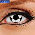 Neo Cosmo (Zero Power) White Black Balls Crazy Contact Lenses Without Power One Pair. 