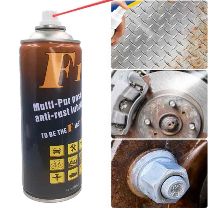 F1 Rust Remover Spray 450ml | Powerful Metal Cleaner & Lubricant | Removes Rust, Corrosion & Grease from Cars, Bikes, Tools & Machines