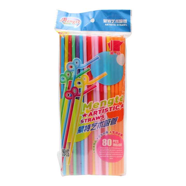 Mengte Artistic Plastic Straw 80 Pieces
