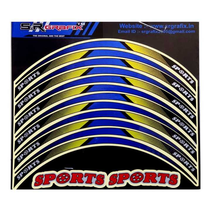 Sports Motorcycle Bike Rim Stripe Wheel Decal Tape Sticker, Multicolor ...