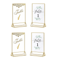 Acrylic Sign Holder Gold Picture Frame Double Sided Clear Display Stand, Gold Acrylic Frames for Home Shop Restaurant Easy Install Easy to Use. 