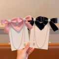 Elegant Vintage Bow Pearl Tassel Chain Hairpins Sweet Headband Hair Clips Fashion Hair Accessories YULING. 