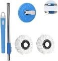 1Pcs Stainless Steel Pole Spin Mop Extendable Handle 360 Degree Rotating Floor Cleaning Mop- Blue. 