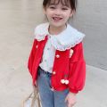 Kids Girl Long Sleeve Top Lace Collar Spring Korean Style White Top Toddler Girl Shirt Clothes. 