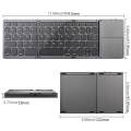 Three Foldable Pocket-size Bluetooth Wireless Rechargeable Keyboard With Touchpad For Windows Android IOS. 